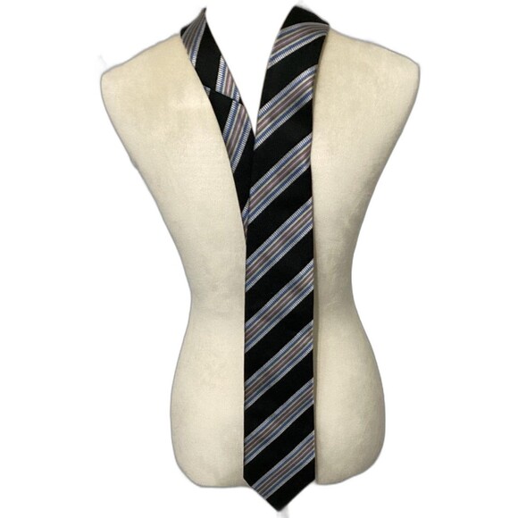 Polifroni Milano Silk Tie Men's Colors Blue Black Multi 100% Italian - Picture 5 of 11